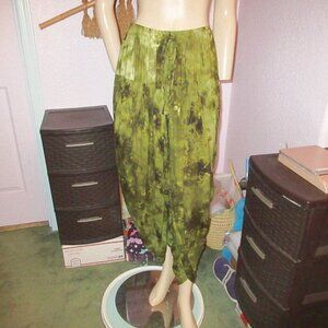 Flower Split Leg Palazzo Pants Size M L Pockets Harem Forest Fairy Grunge Artsy